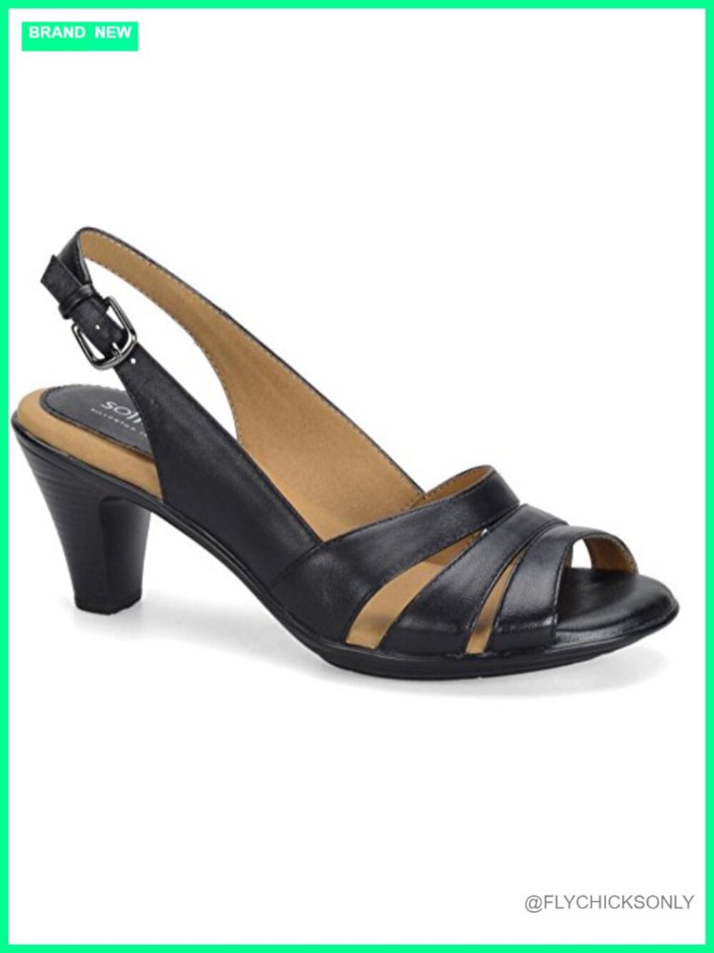 Slingback Block Heel Sandals Leather Upper Pillow Top Cushioned